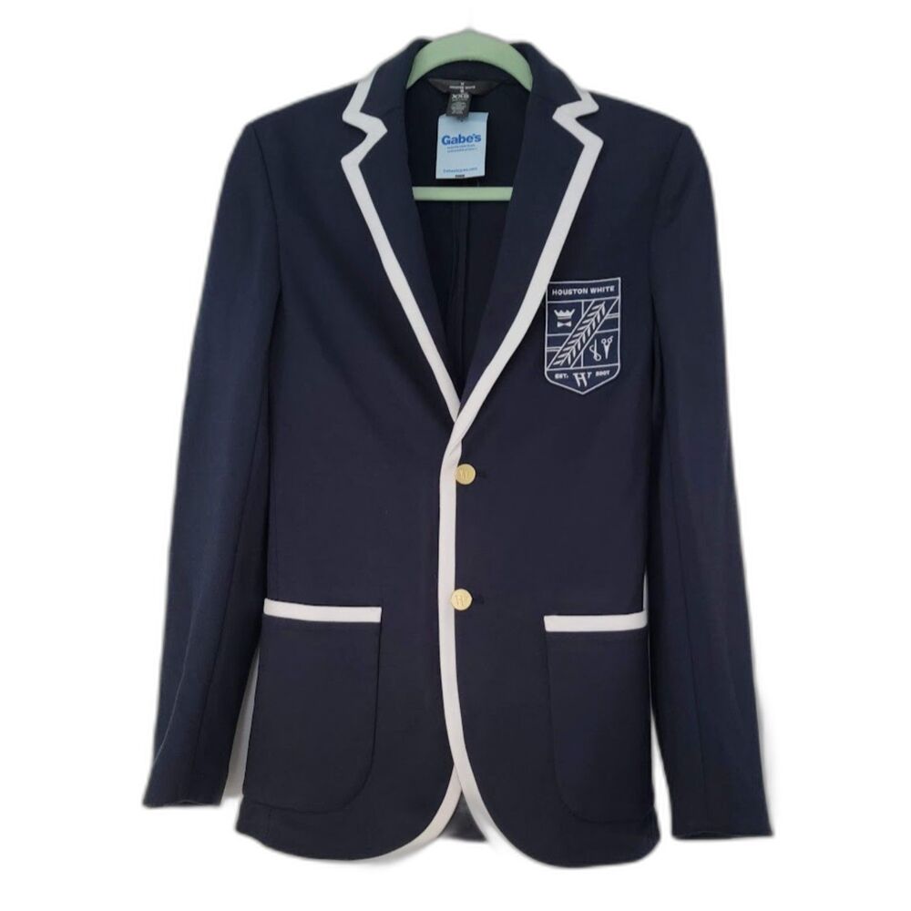 Women's Houston White Tailored Navy Blue Blazer Jacket Formal XXS -NWT